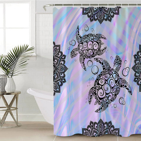 Rainbow Turtle Twist Shower Curtain