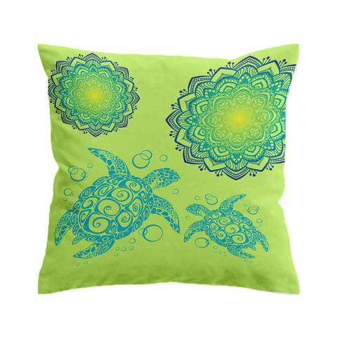 Sea Turtle Twist Mandala Outdoor Cushion Cover