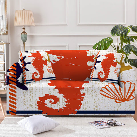 Beachy Seahorse Couch Cover