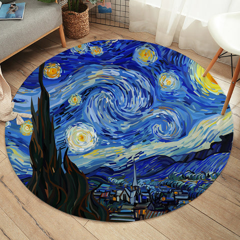 Van Gogh Starry Night Round Floor Mat