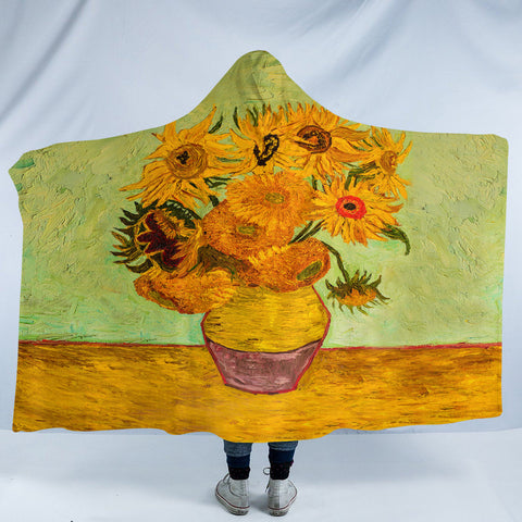 Van Gogh Sunflowers Cosy Hooded Blanket