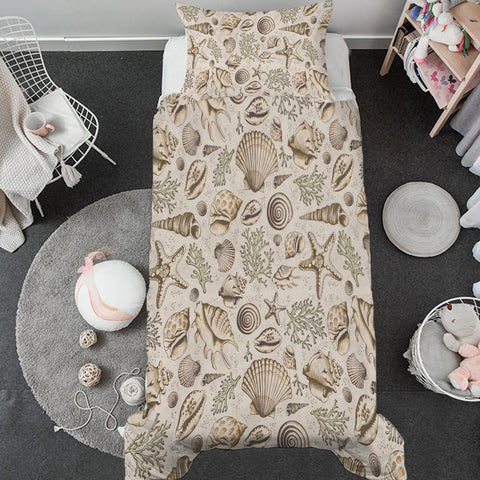 Brown Seashells Toddler Bed Set