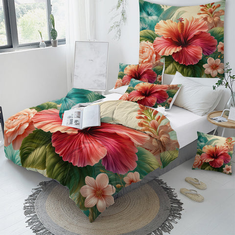 Hibiscus Flower Quilt Cover Set