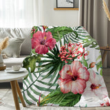 Tropical Hibiscus Flannel Fleece Blanket