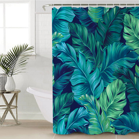 Tropical Leaves Shower Curtain