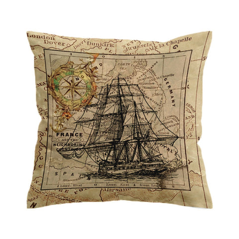 Vintage Nautical Map Outdoor Cushion Cover