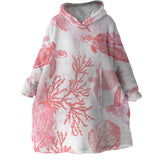 Red Coral Wonders Wearable Blanket Hoodie