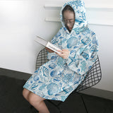 Blue Seashells Wearable Blanket Hoodie