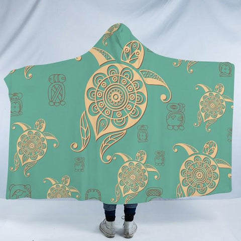 Turtles in Turquoise Cosy Hooded Blanket