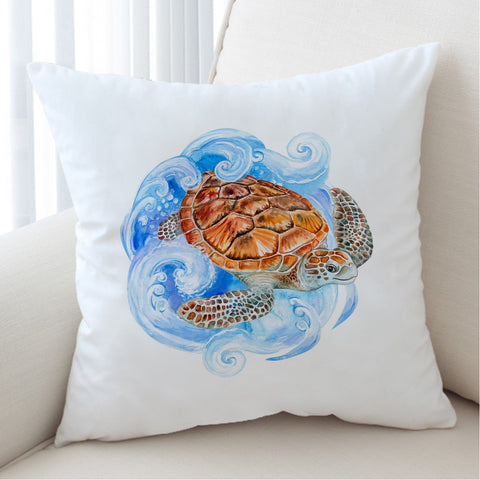 Sea Turtle Waves Cushion Cover