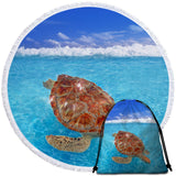 Turtle Tranquility Round Beach Towel