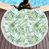 Tropical Palm Leaves Round Beach Towel