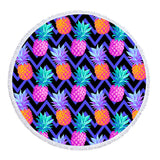Eclectic Pineapple Round Beach Towel