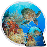 Sea Turtle Reef Round Beach Towel