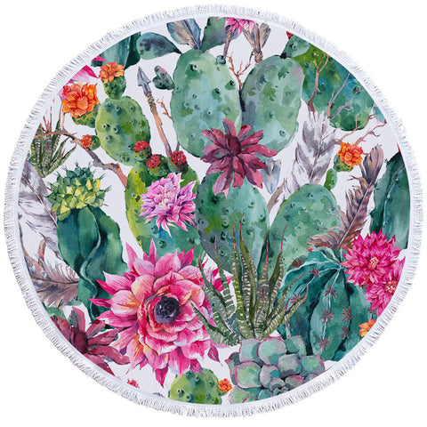 beach succulents australia Round Beach Towel