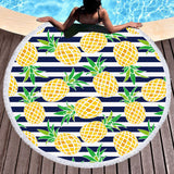 Nautical Pineapple Round Beach Towel