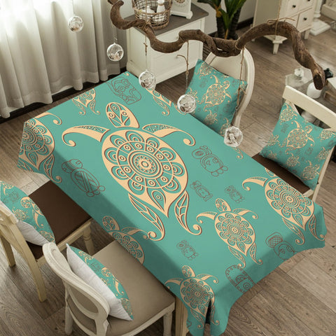 Turtles in Turquoise Tablecloth