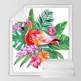Tropical Flamingo Soft Sherpa Blanket