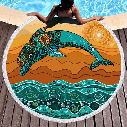 Dolphin Dreaming Round Beach Towel