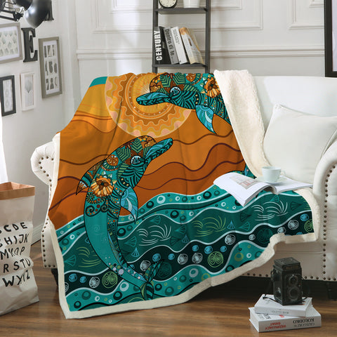 Double Dolphin Dreaming Soft Sherpa Blanket