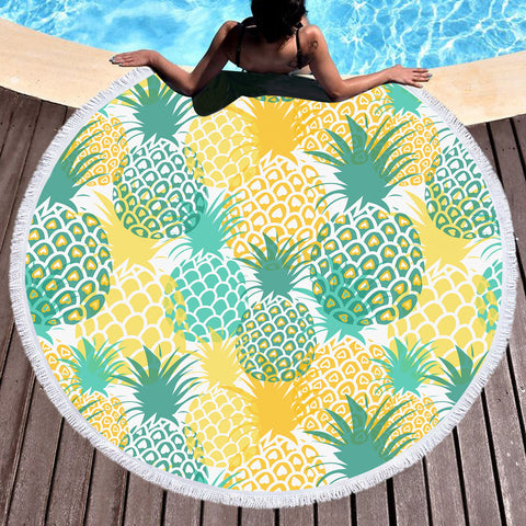 Happy Ananas Round Beach Towel