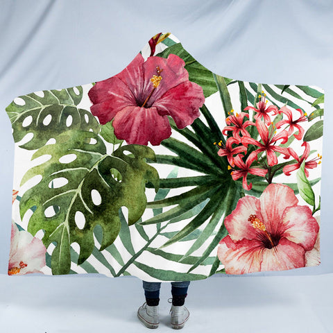 Tropical Hibiscus Cosy Hooded Blanket