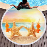 Starfish Friday Round Beach Towel