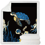 Sea Turtle Blues Soft Sherpa Blanket