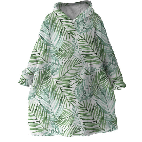 Tropical Palm Leaves Wearable Blanket Hoodie