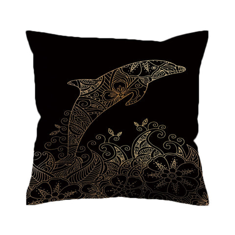 The Golden Dolphin Cushion Cover