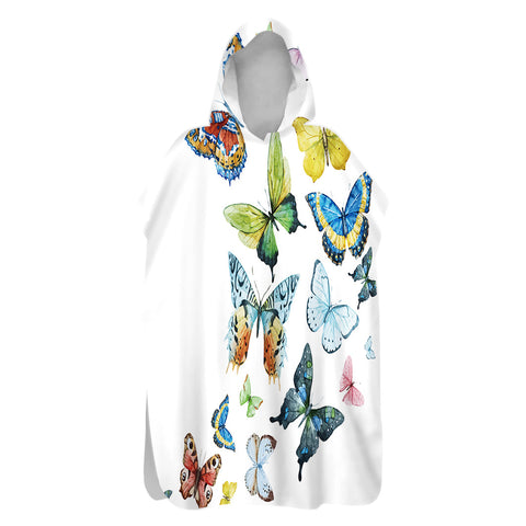 Butterflies Sand-Free Surf Poncho, Warm, Windproof, Changing Towel Hoodie