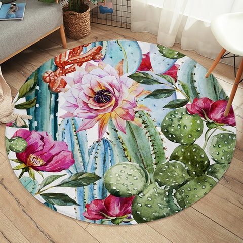 Colourful Cacti Round Floor Mat