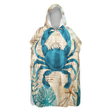 Crab Love Sand-Free Surf Poncho, Warm, Windproof, Changing Towel Hoodie