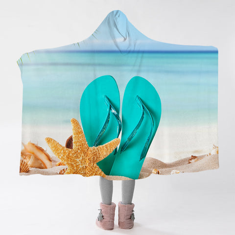 Flip Flops on the Beach Cosy Hooded Blanket
