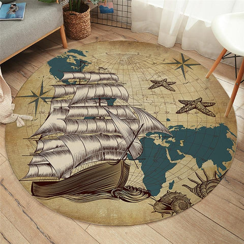 Ship Ahoy Round Floor Mat