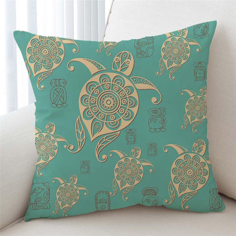 Turtles in Turquoise Cushion Cover