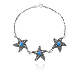 Triple Starfish with Blue Opal and Marcasite Bracelet
