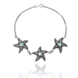Triple Starfish with Larimar and Marcasite Bracelet