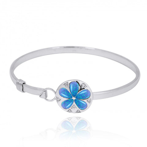 Silver Sand Dollar with Blue Opal and White CZ Bangle