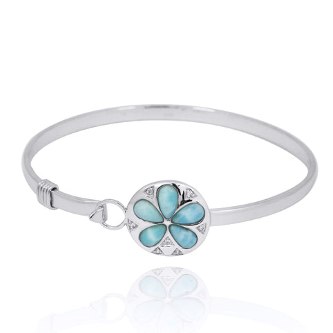 Silver Sand Dollar with Larimar and White CZ Bangle