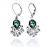 Octopus with Abalone shell and Swiss Blue Topaz Lever Back Earrings