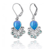 Octopus with Blue Opal and Swiss Blue Topaz Lever Back Earrings