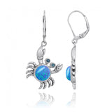 Crab with Blue Opal and London Blue Topaz Lever Back Earrings