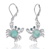 Crab Earrings with Larimar and London Blue Topaz
