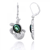 Egg and Turtle with Abalone shell Lever Back Earrings