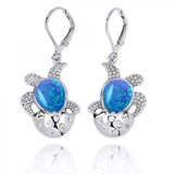 Egg and Turtle with Blue Opal Lever Back Earrings