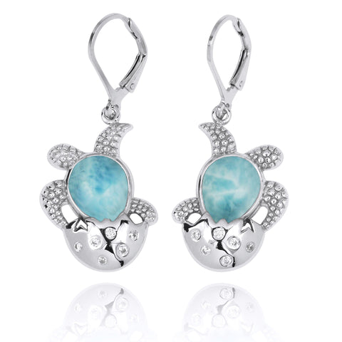 Egg and Turtle with Larimar Lever Back Earrings