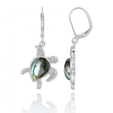 Turtle with Teardrop Abalone shell Lobster Clasp Earrings