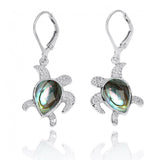 Turtle with Teardrop Abalone shell Lobster Clasp Earrings