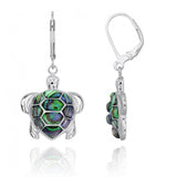 Turtle with Abalone shell Lever Back Earrings
